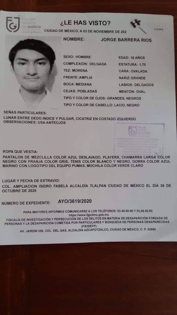 #NosFaltaJorge: Activan alerta amber por la desaparición de un menor
