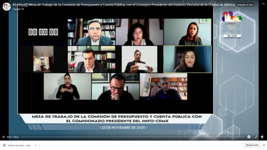 Consejero Presidente del IECM presenta proyecto de Presupuesto de Egresos 2021 ante congreso local