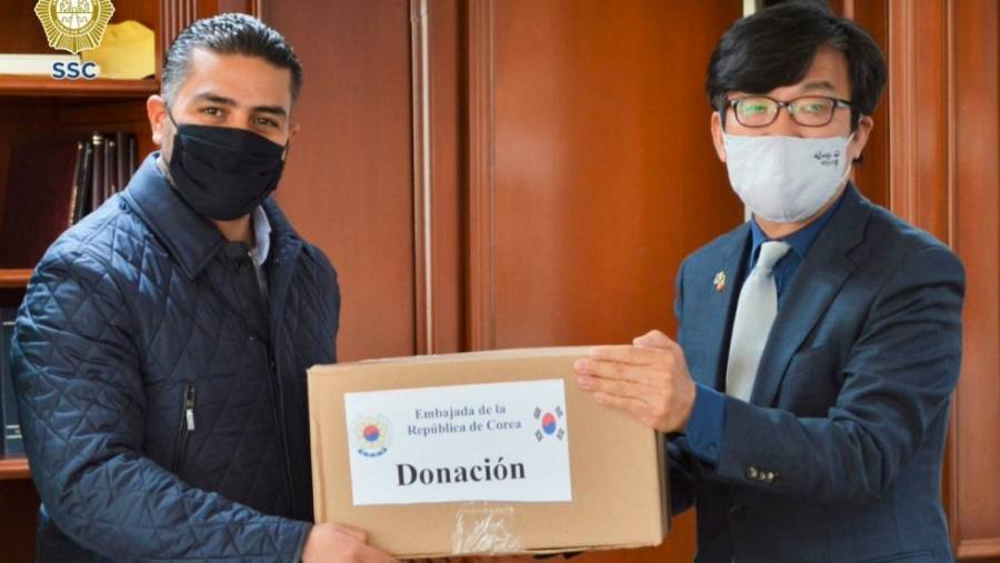 Embajada de Corea del Sur en México dona 35 mil cubrebocas a la SSC