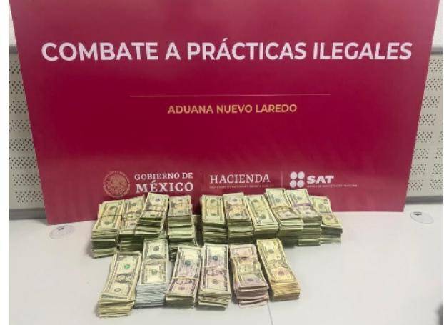 Aduanas y Sedena decomisan 103 mil 490 dólares en Nuevo Laredo
