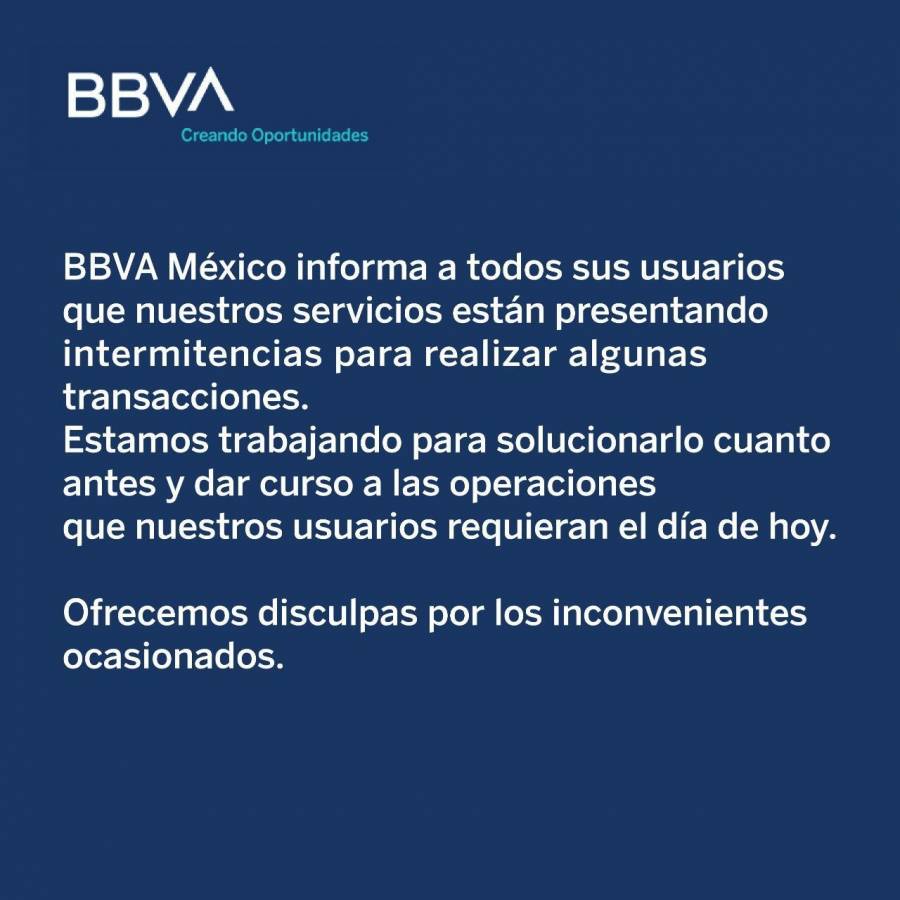 App de BBVA se cae, usuarios se quejan en redes sociales