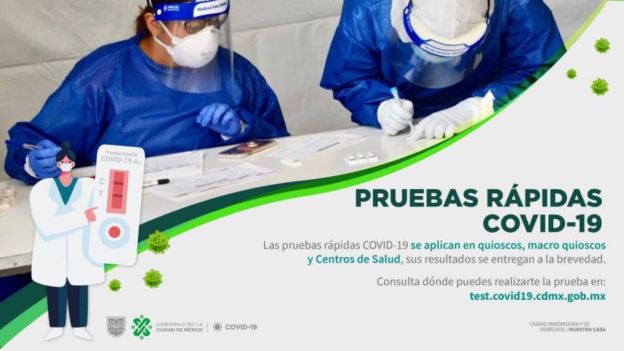 Aplican 29 hospitales en CDMX pruebas rápidas de antígeno para Covid