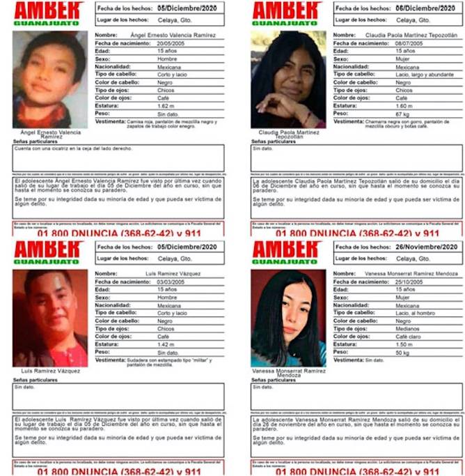 Activan Alerta Amber por desaparición de cuatro adolescentes en Celaya