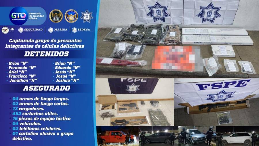 Capturan en la zona Laja-Bajío a presuntos integrantes de células delictivas.