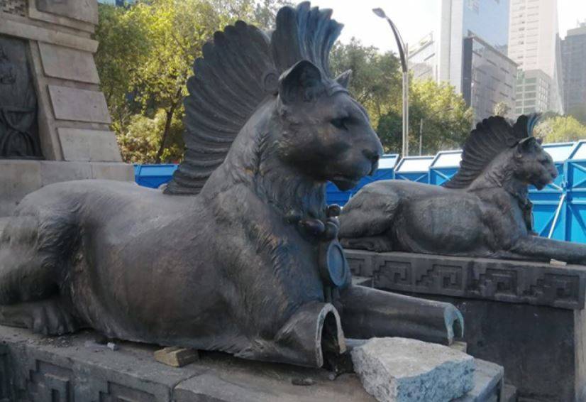 Detienen a tres por cortar piezas de Monumento a Cuauhtémoc en CDMX