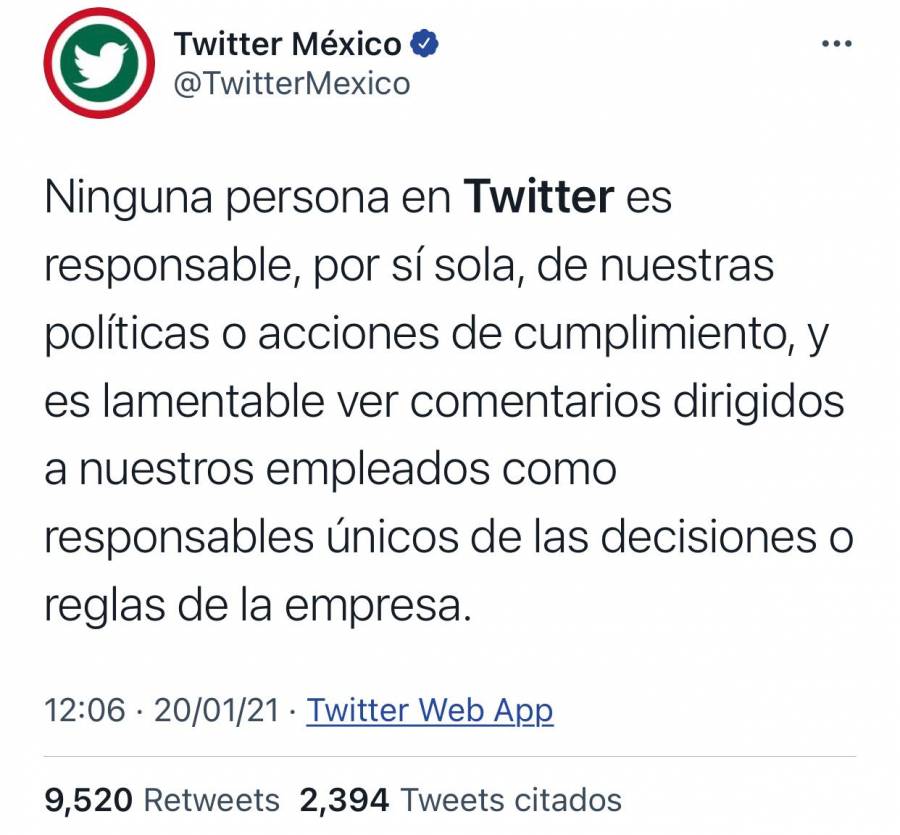 Y Twitter se defendió