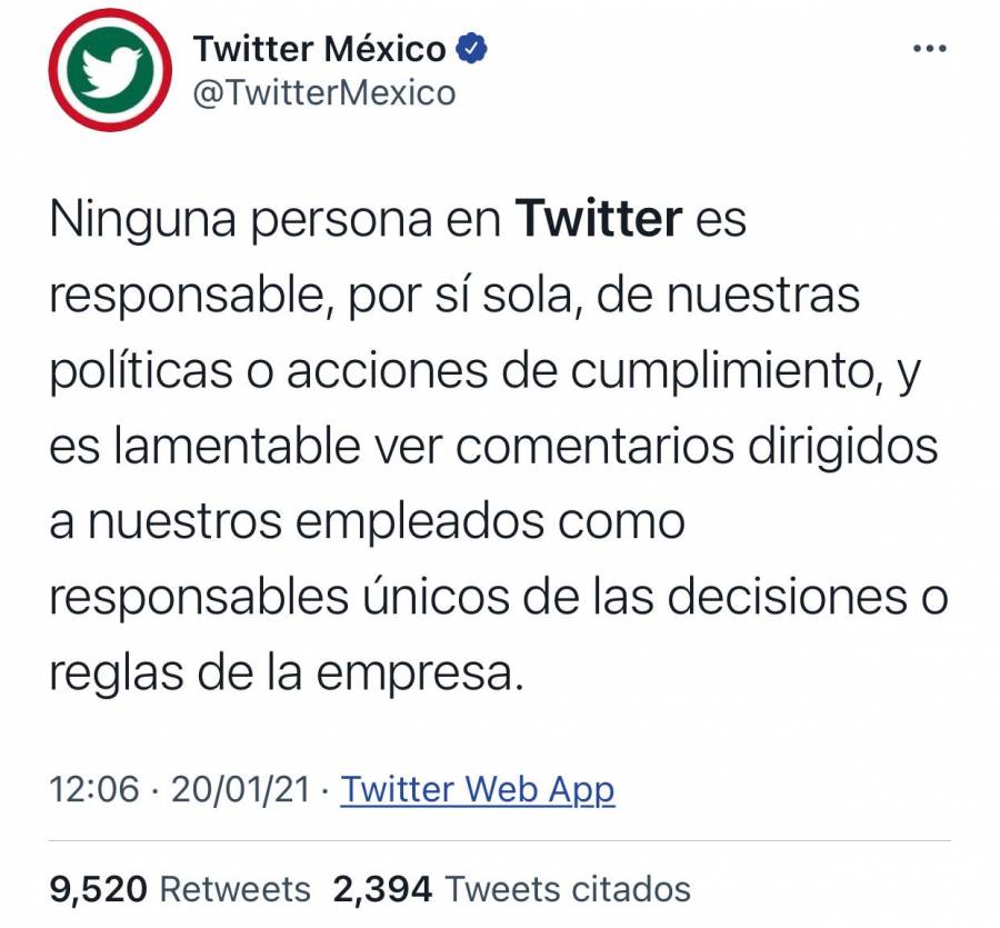 Y Twitter se defendió