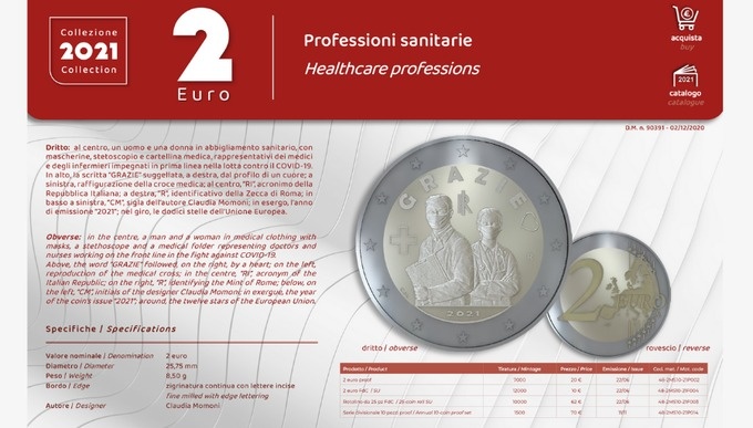 Italia reconoce con una moneda la labor del personal médico