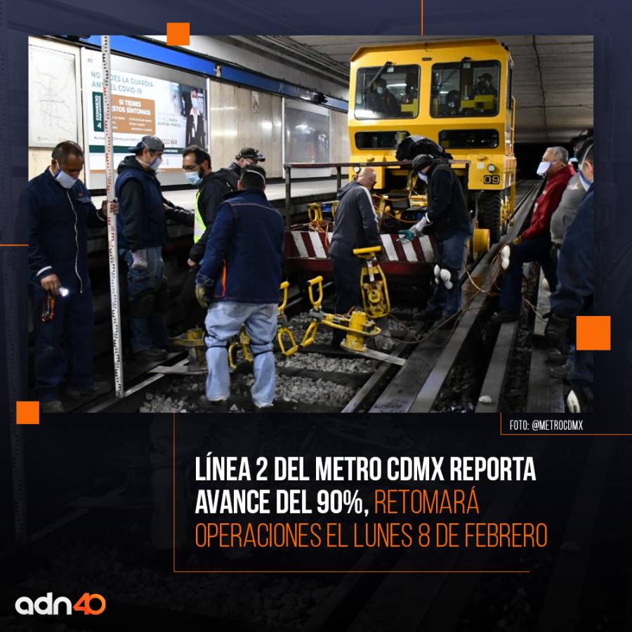 Reabre este lunes Línea 2 del Metro con 10 trenes