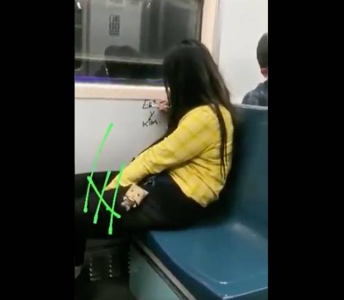 Surge Lady Rayones; la captan rayando vagón del Metro