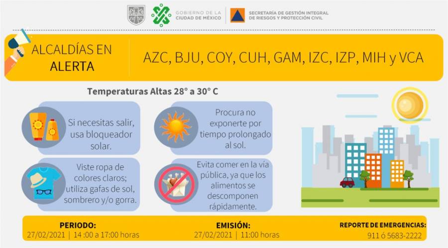 Alerta Amarilla en la CDMX por incremento de temperatura