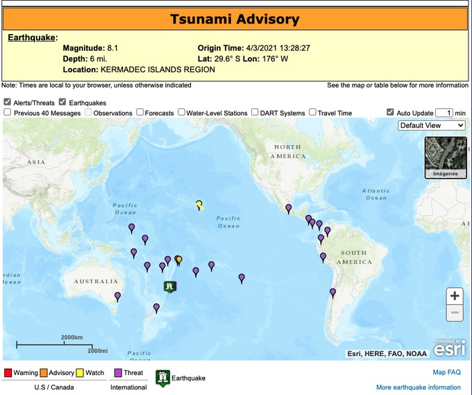 En Nueva Zelanda se registra un nuevo Terremoto de 8.1 grados, alertan de un posible tsunami