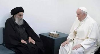 En Irak, papa Francisco se re&uacute;ne con el ayatola Ali al-Sistani