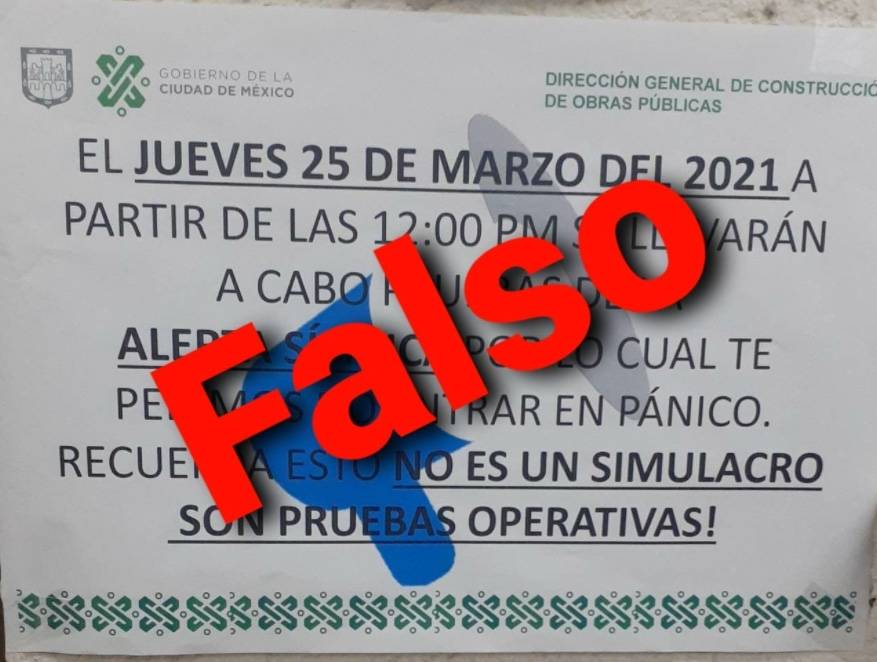 Fake News, supuesta prueba de Alerta Sísmica este 25 de marzo en la CDMX
