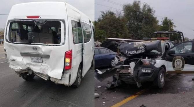 Veracruz: Patrulla choca a camioneta con personal del IMSS, hay cuatro heridos