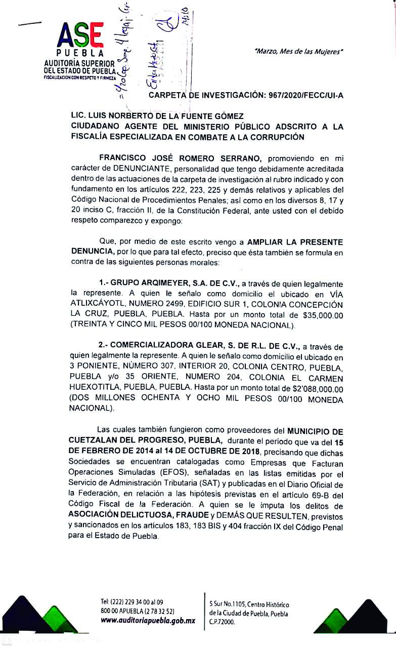 ASE denuncia operaciones simuladas en Cholulas, Cuetzalan y Texmelucan