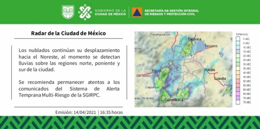 Se presentan lluvias en 12 alcaldías de la CDMX