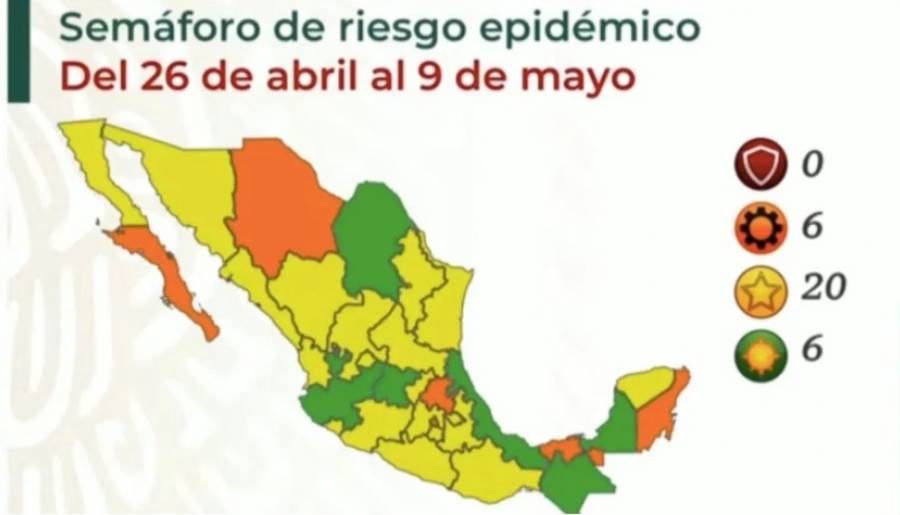 Cuatro estados retroceden al semáforo amarillo por COVID-19; seis en verde