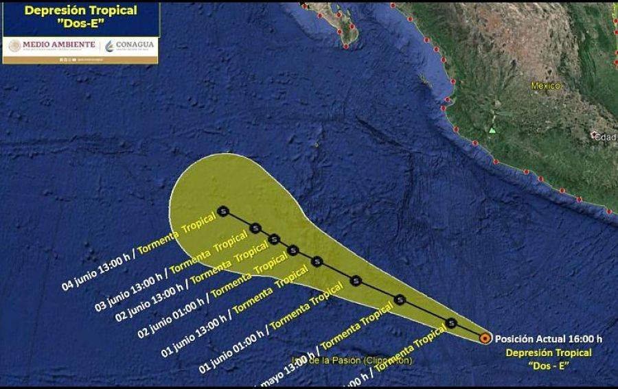 Depresión tropical “Dos-E” se intensificará a tormenta tropical Blanca: SMN