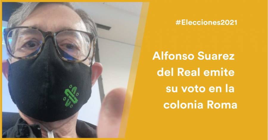 Alfonso Suarez del Real emite su voto en la colonia Roma