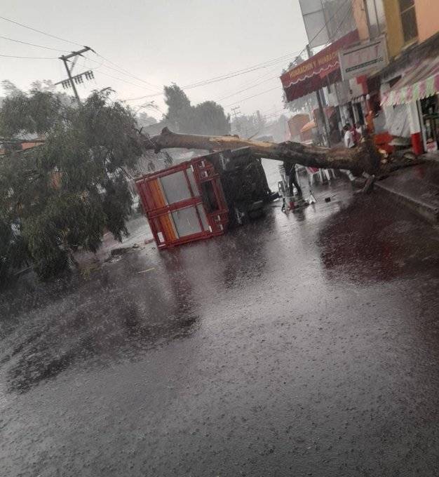 Caída de árboles y encharcamientos por lluvia y granizo en CDMX
