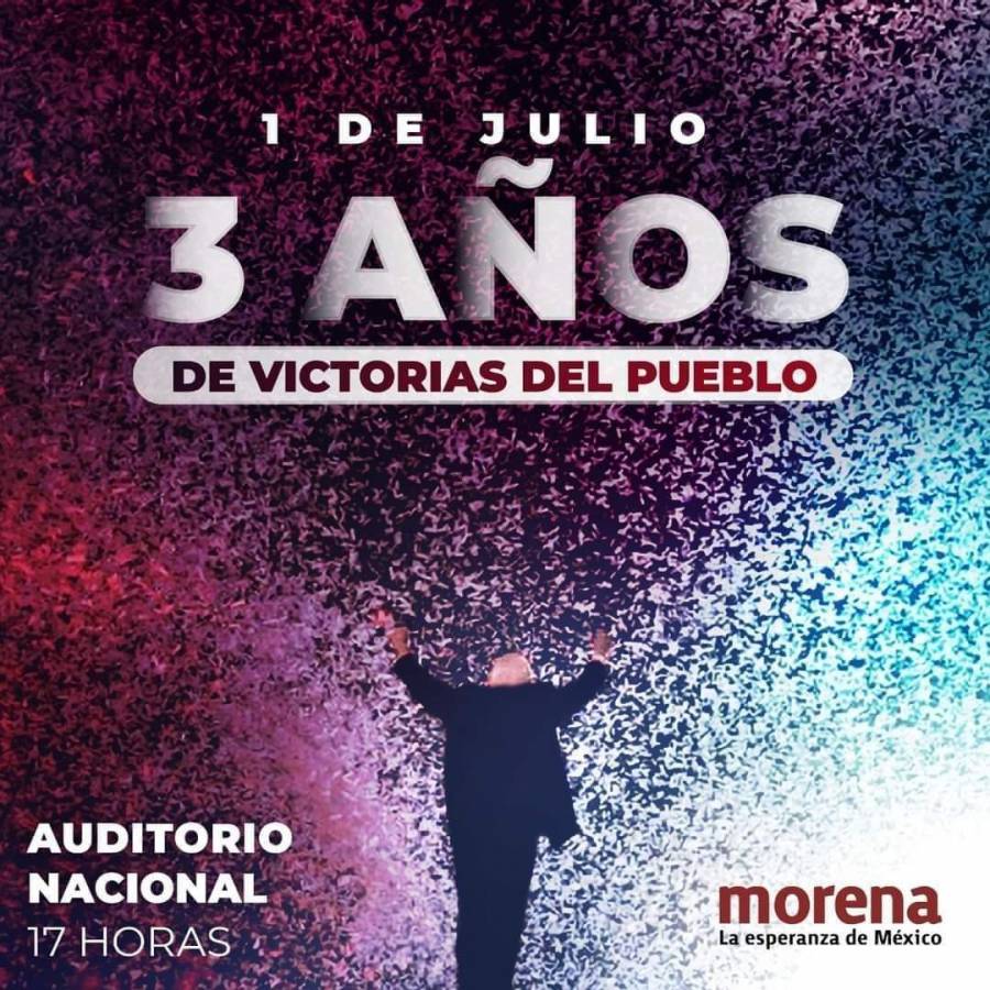 A 3 años de la victoria de AMLO, Morena festejará en el Auditorio Nacional