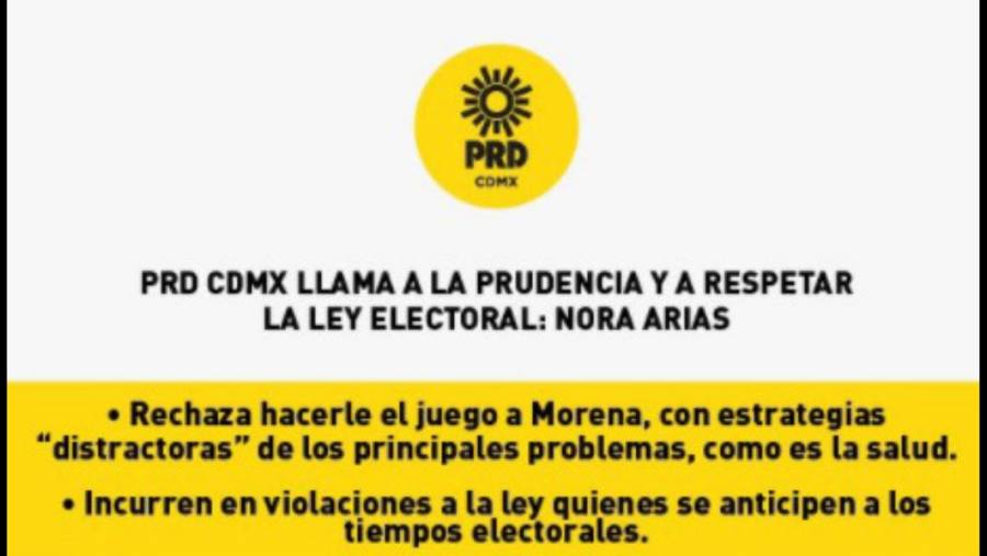 PRD CDMX llama a la prudencia y a respetar la ley electoral