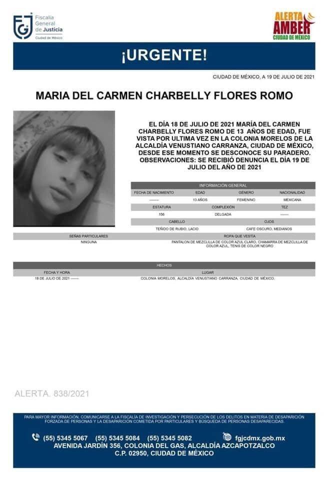 ¿Has visto a María Charbelly? Fue vista por última vez en la V Carranza