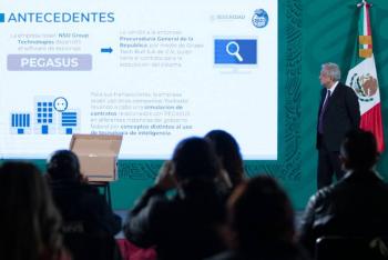 AMLO pide hacer p&uacute;blicos los contratos con empresa de espionaje Pegasus