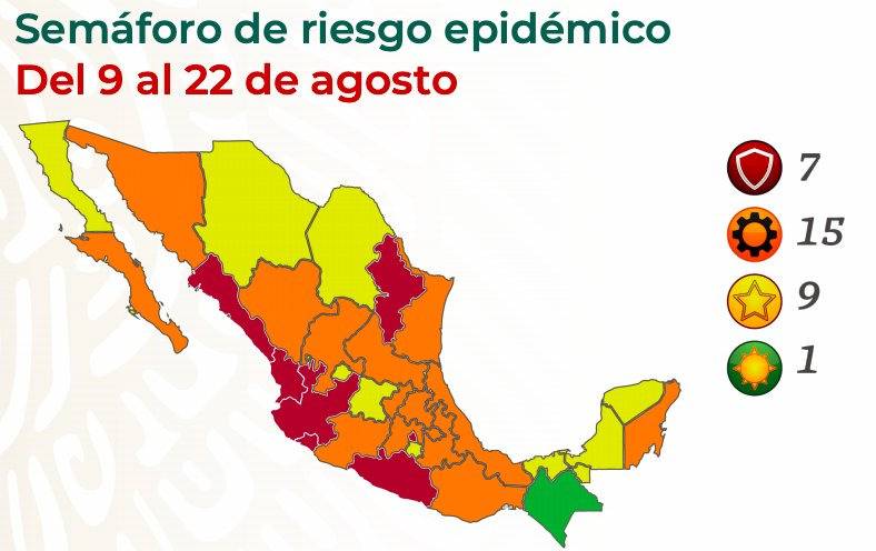 Estos son los cambios de color en semáforo epidemiológico por estado