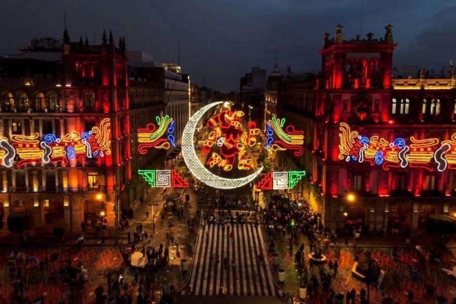 Encienden alumbrado por 500 años de resistencia indígena en la CDMX