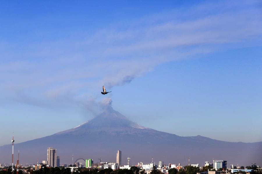 Ahora fue el turno de Popocatepetl, lanza fumarola y fragmentos incandescentes