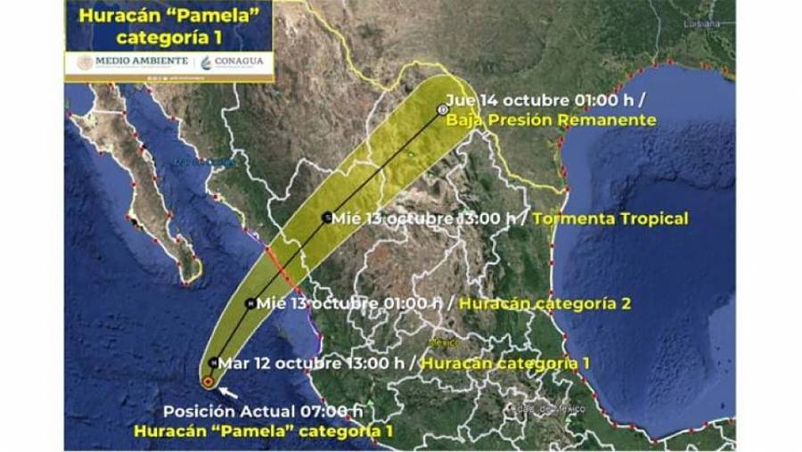 Pamela se fortalece a huracán categoría 1 frente a costas de Jalisco