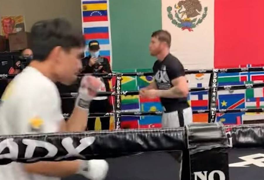 Canelo Álvarez le enseña los secretos del boxeo al hijo de Manny Pacquiao