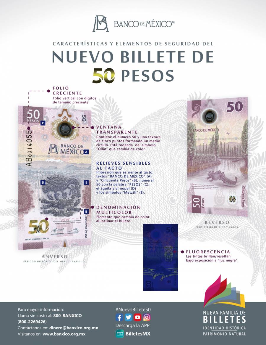 ¡Conoce el nuevo billete de 50 pesos!