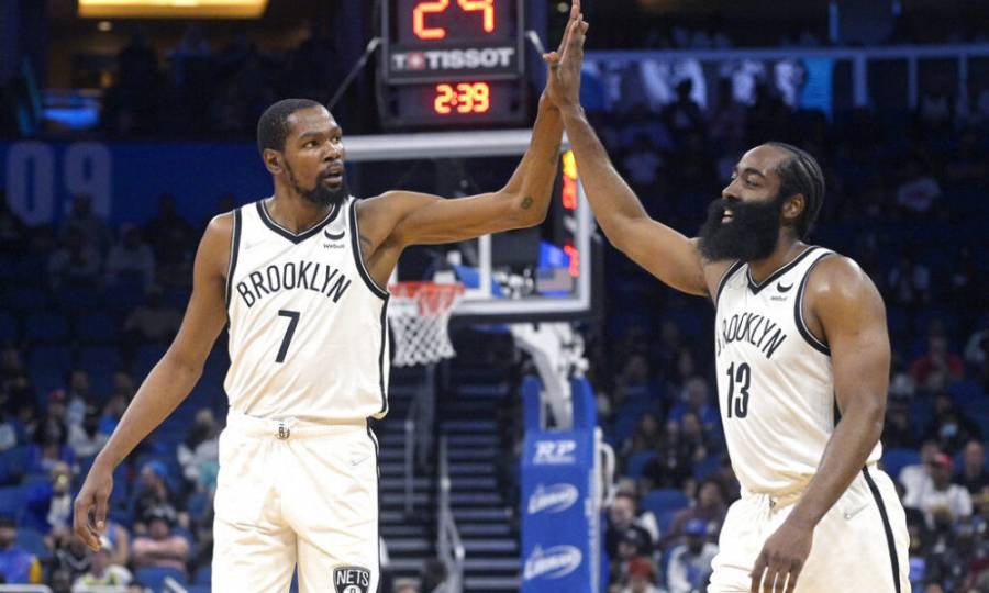 Kevin Durant y James Harden dieron el triunfo a los Nets para vencer 123-90 a los Magic