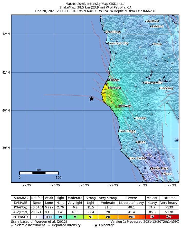 Sismo de 6.2 sacude las costas de California