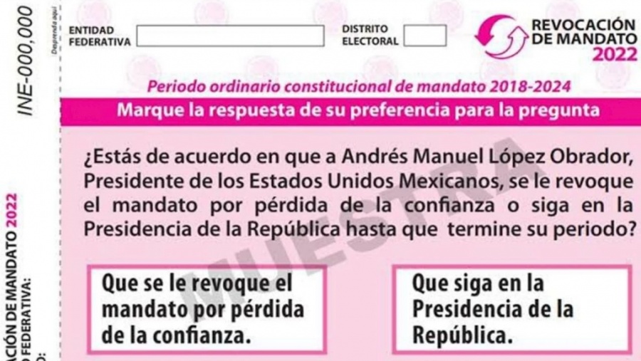 Tribunal electoral rechaza modificar boleta para revocación