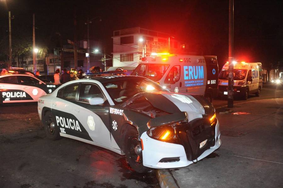 Choque de patrulla en la alcaldía Cuauhtémoc deja 4 policías lesionados