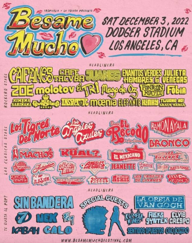 Estos son los artistas que aparecer&aacute;n en el festival “B&eacute;same Mucho”