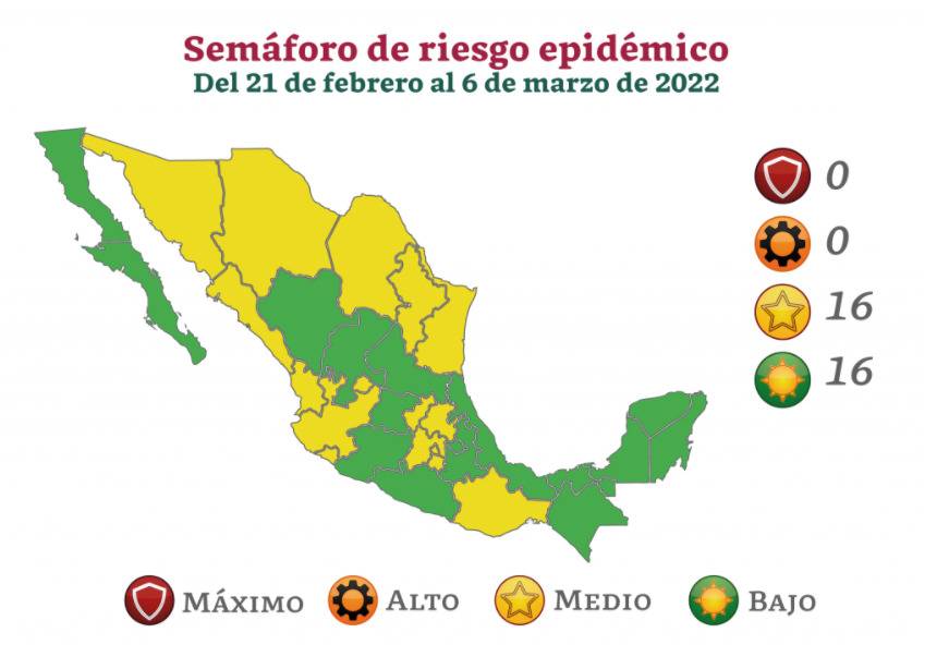 México se pinta de verde y amarillo en semáforo Covid-19