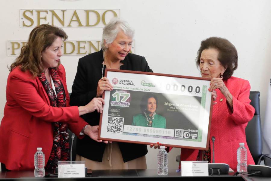 Emiten billete de loter&iacute;a en homenaje a la senadora Ifigenia Mart&iacute;nez