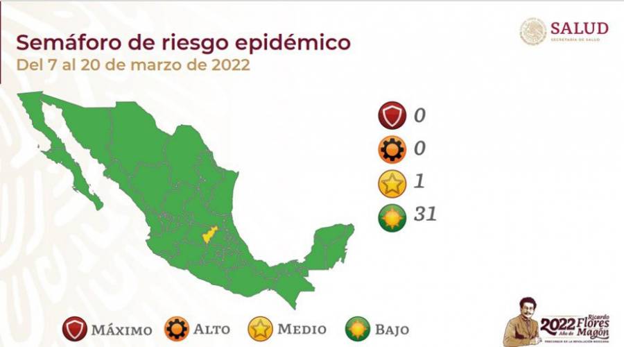 México se pinta de verde; un estado amarillo en semáforo Covid-19