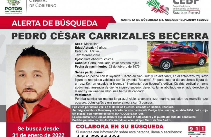 Coadyuva SLP en el caso de desaparici&oacute;n de Pedro Carrizales