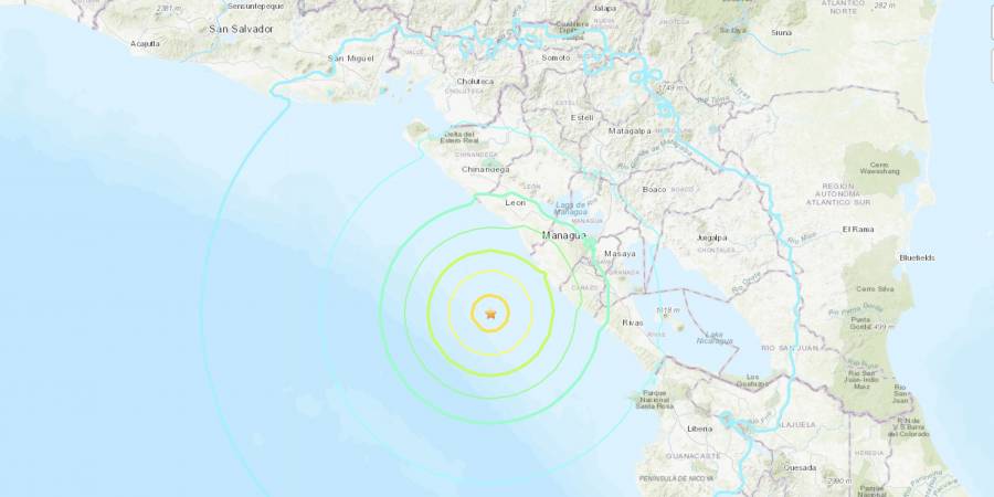 Sismo de 6.7 sacude costa de Nicaragua. No se reportan daños.