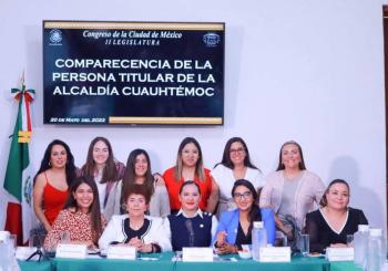 Sandra Cuevas, alcaldesa de Cuauhtémoc, comparece ante el Congreso de la CDMX