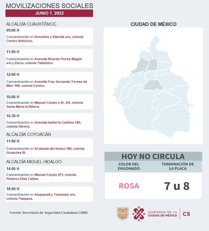 Son 10 manifestaciones las que se esperan hoy en la capital