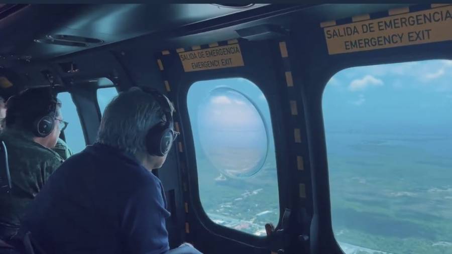 AMLO supervisa tramo de tren Maya Mérida-Cancún