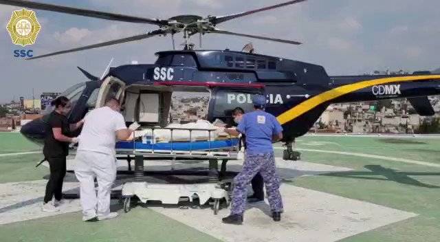 Un helicóptero de los Cóndores de la SSC, atendió en ambulancia aérea a un hombre con quemaduras en el cuerpo