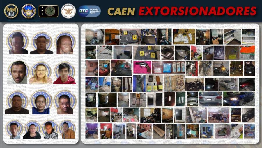 Fiscal&iacute;a de Guanajuato detiene a 6 grupos de extorsionadores; decomisa mil 500 d&oacute;lares y m&aacute;s de un mdp